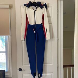 Moncler Women's Red, Blue, and White Jumpsuit